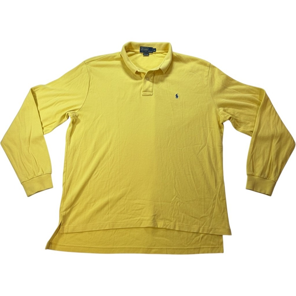 Polo Ralph Lauren Polo Shirt Mens XL Yellow Long Sleeve 100% Cotton Pique
